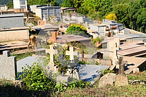 Cemetery in little Corsican mountain village