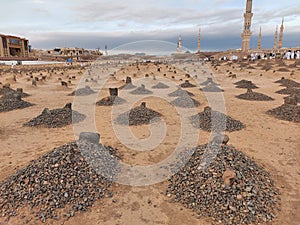 The cemetery of Mecca is decorated with clay and stone