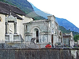 A cemetery near the church in Someo, Magic Valley or Valle Magia Valle Maggia photo
