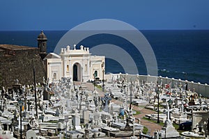 Cemetery next to the ocean in San Juan.