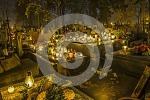 Cemetery in Poland on All Saints Day