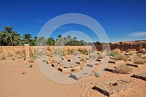 The cemetery in the Sahara desert in the heart of Africa