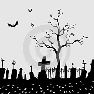 Cemetery Silhouette Vector