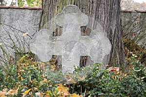 Cemetery stone sculpture, conciliation cross photo