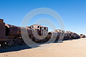 Cemetery trains Uyuni, Bolivia