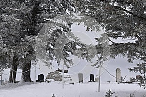 The cemetery under the snow photo
