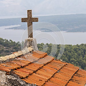 Cemetery of village Selca on the island of Hvar in Croatia