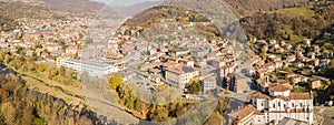 Cene, Bergamo, Italy. Drone aerial view of the city