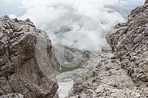 Cengia Martini footpath, Lagazuoi, Dolomites, Italian Alps