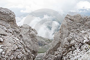 Cengia Martini footpath, Lagazuoi, Dolomites, Italian Alps