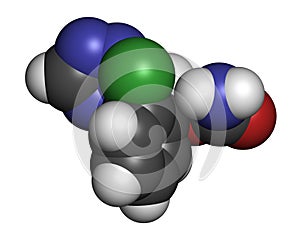 Cenobamate seizures drug molecule. 3D rendering. photo