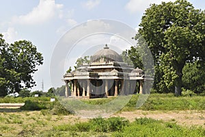 Cenotaph - Maqbara Octagonal pillars and dome on the side of Alif Khan Masjid, build in 1325 AD by Alif Khan Bhukai, Dholka,