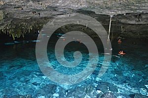 Cenote Dos Ojos in Yucatan peninsula, Mexico. photo