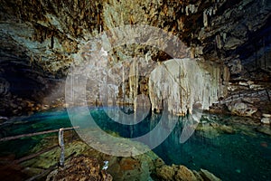Cenote Dzitnup Xkeken, cave south of Valladolid.