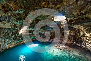 Cenote Samula Dzitnup near Valladolid, Yucatan, Mexico - swimming in crystal blue water