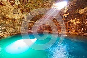 Cenote Samula sinkhole in Valladolid Mexico photo