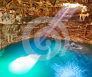 Cenote Samula sinkhole in Valladolid Mexico