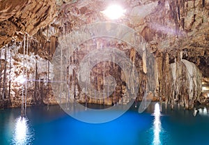 Cenote Xkeken sinkhole in Valladolid Mexico