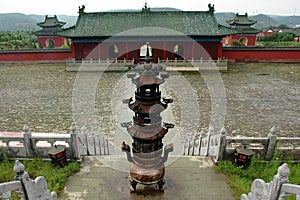 A censer in front of a temple on Wudang Mountain photo