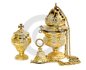 Censer hung and thurible on white background