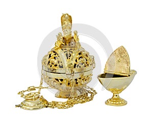Censer hung and thurible on white background
