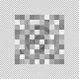 Censor blur effect on transparent background. Gray checkered pattern. Pixel mosaic texture to hiding text, image or photo