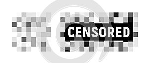 Censor pixel sign bar. Censorship square vector graphic blur effect censored content