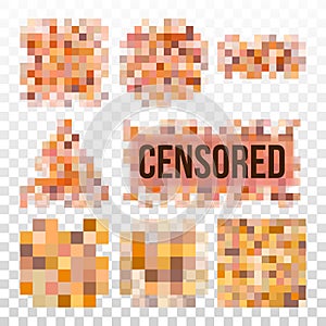Censored Nudity Prohibition Pixels Set Vector photo