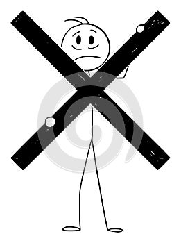 Censored Person, Concept of Censorship or No Freedom of Talk, Vector Cartoon Stick Figure Illustration