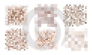 Censored pixel bar set. Nudity skin or sensitive text adult content cover. Censored picture vector illustration.