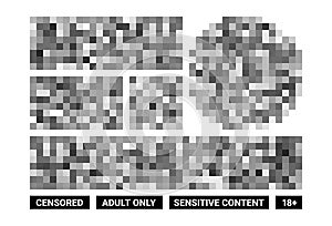 Censored pixel. Blur effect semi transparent texture, blurry pixel grey censorship censor patterns, blurred bar for