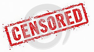 Censored red grunge stamp on white background image photo