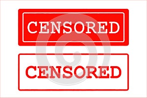 Censored red stamps isolated on white background photo