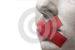 Censored Woman with red tape o