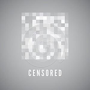 Censorship gray mosaic. Censored data. Pixels blur area. Private content. Vector illustration photo