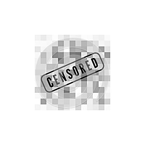 Censorship gray mosaic. Censored data. Transparent pixels blure area. Private content. Vector illustration isolated on white