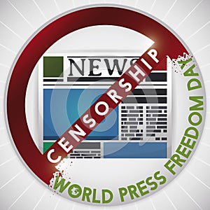 Censorship Signal Fading over Newspaper during World Press Freedom Day, Vector Illustration