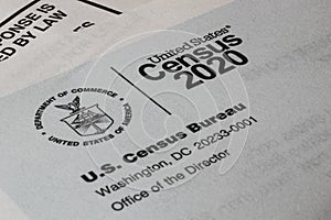 Census 2020 form. The census is the procedure of systematically acquiring and recording information about the population.