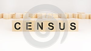 CENSUS word of wooden blocks on a white background