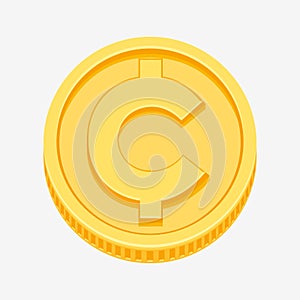 Cent, centavo currency symbol on gold coin