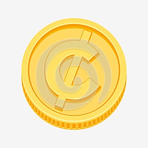 Cent, centavo, peso currency symbol on gold coin