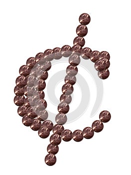 Cent symbol made from pennies