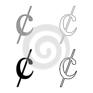 Cent symbol sign dollor money icon set black color vector illustration flat style image