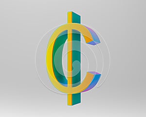 Cent symbol sign isolated centas sent 3d render photo