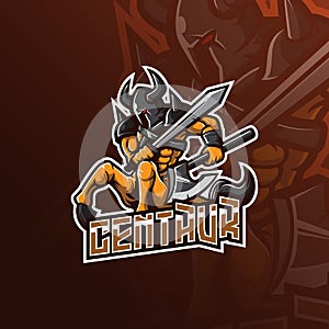 Centaur knight vector mascot logo design with modern illustration concept style for badge, emblem and tshirt printing. angry