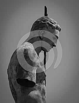 A Centaur modern art sculpture, ancient and modern in Pompeii