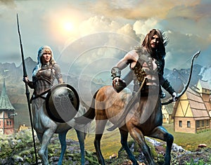 Centaur scene 3D illustration photo