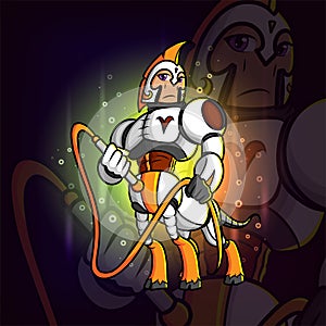 The centaur is a warrior and holding a coward esport mascot design photo