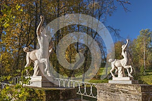 Centaurs bridge in Pavlovsk park, Saint Petersburg, Russia