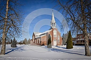 Centennial Church of Saint-Bernard-de-Michaudville in Quebec in winter